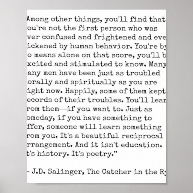 Catcher in the Rye Quote  Poster (Front)