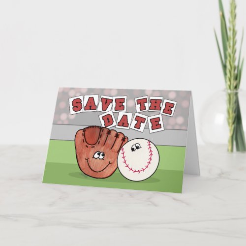 Catchers Mitt and Baseball SAVE THE DATE Announcement