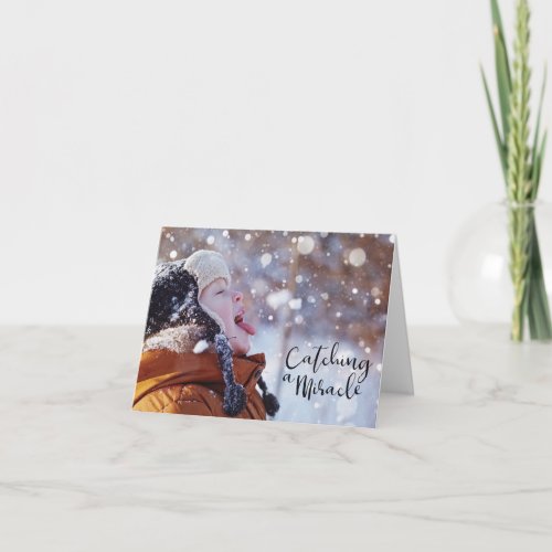 Catching a Miracle Boy Catching Snowflake Card