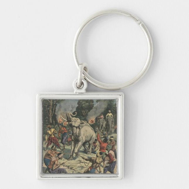 Catching a white elephant in Siam Keychain (Front)