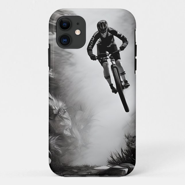 Catching Air - Mountain Bike Digital Pencil Sketch Case-Mate iPhone Case (Back)
