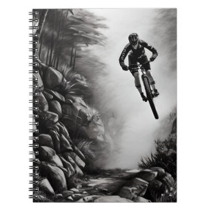 Catching Air - Mountain Bike Digital Pencil Sketch Notebook