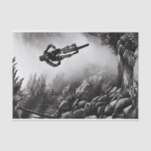 Catching Air - Mountain Bike Digital Pencil Sketch Tissue Paper