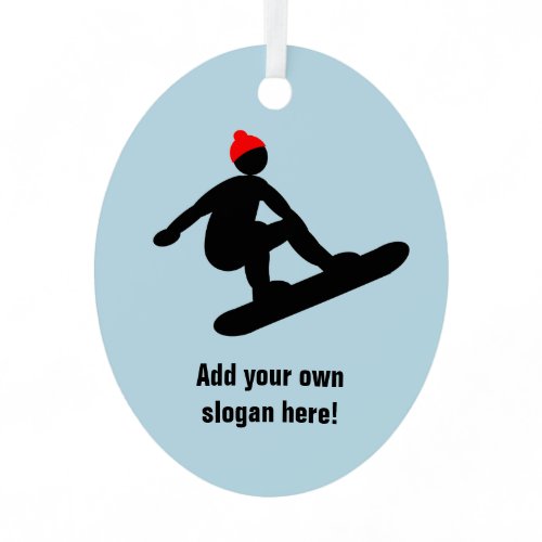 Catching Air - Snowboarder in red hat - your text Metal Ornament
