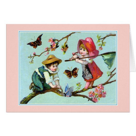 Catching Butterflies - Victorian Children Cards (Front Horizontal)