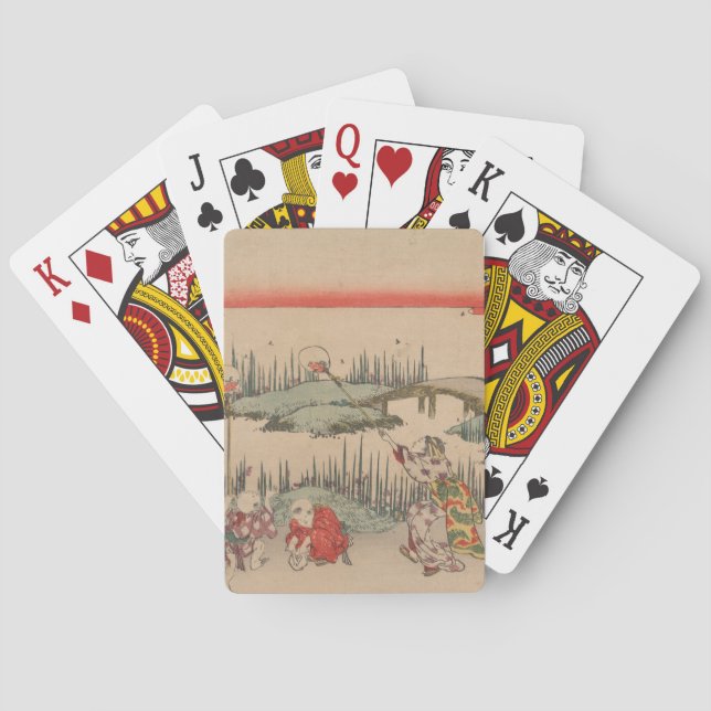 Catching Fireflies (colour woodcut) Poker Cards (Back)