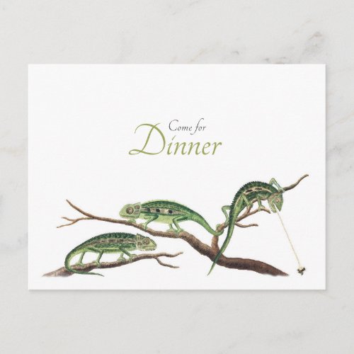 Catching Flies Quirky Dinner Invitation Chameleons Postcard