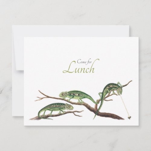 Catching Flies Quirky Lunch Invitation Chameleons