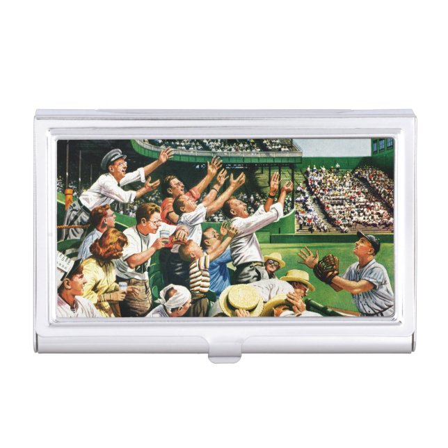 Catching Home Run Ball Business Card Holder (Front)