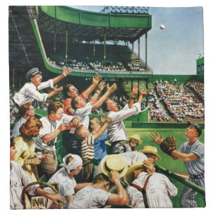 Catching Home Run Ball Cloth Napkin