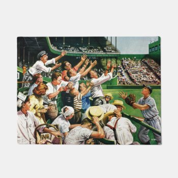 Catching Home Run Ball Doormat by PostSports at Zazzle