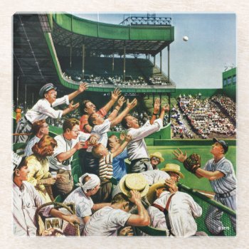 Catching Home Run Ball Glass Coaster by PostSports at Zazzle