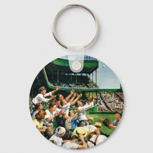 Catching Home Run Ball Keychain