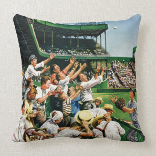 Catching Home Run Ball Throw Pillow