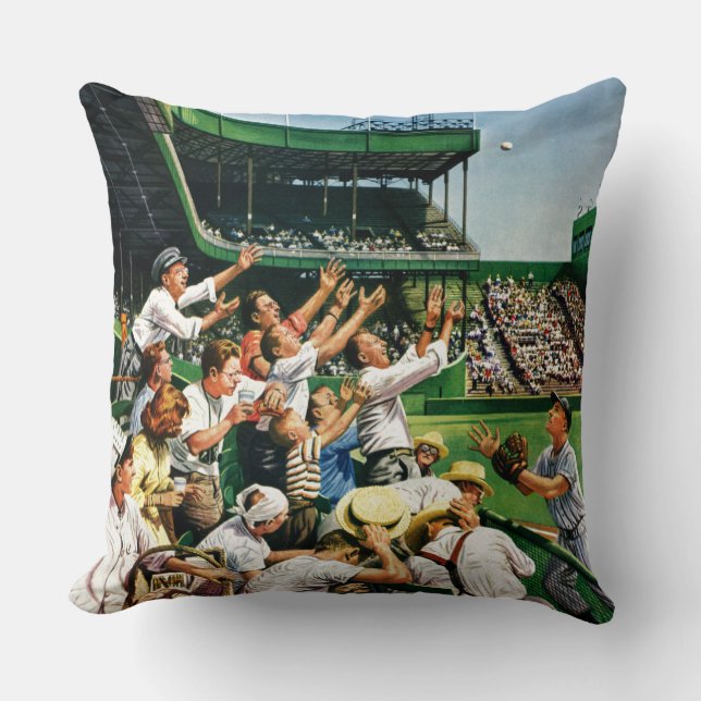Catching Home Run Ball Throw Pillow (Front)