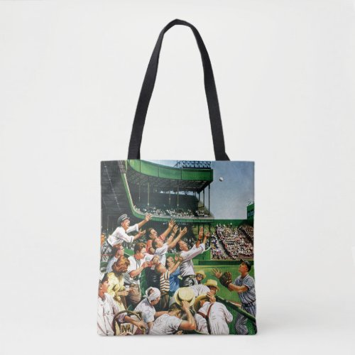 Catching Home Run Ball Tote Bag