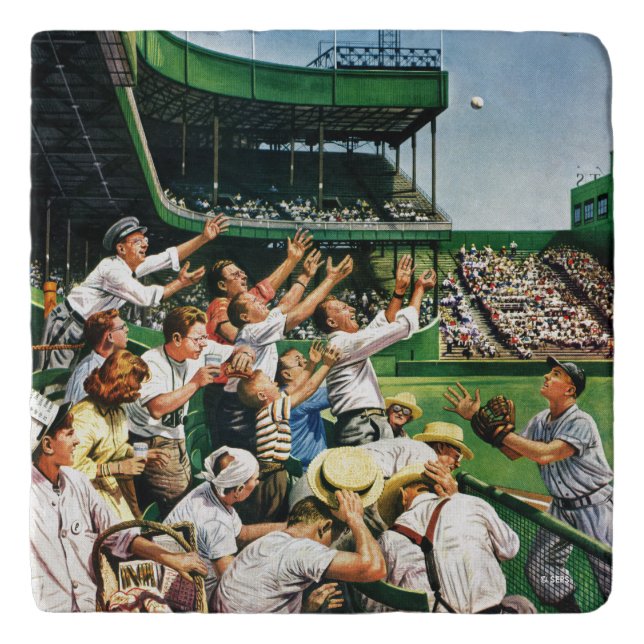 Catching Home Run Ball Trivet (Front)