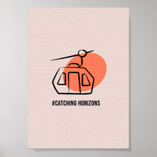 Catching Horizons Cable Car - Minimalist Mountain Poster