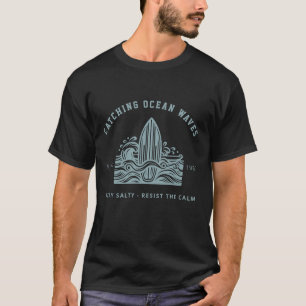 Catching Ocean Waves Vintage Surfboard & Wave T-Shirt