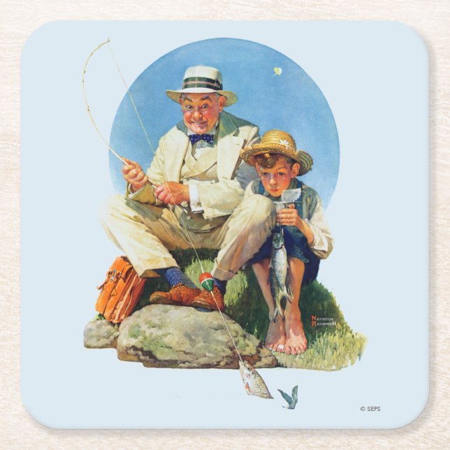 Catching the Big One Square Paper Coaster (Front)