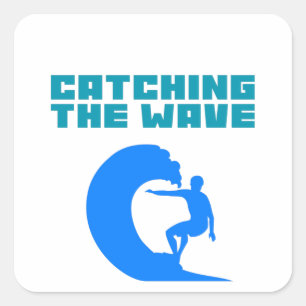 Catching the Wave - Surfing Square Sticker