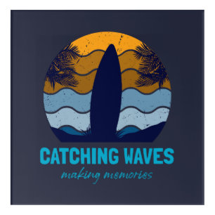 Catching Waves Retro Surfboard Beach Art