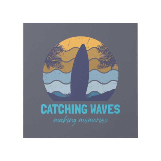 Catching Waves Retro Surfboard Beach Art (Front)