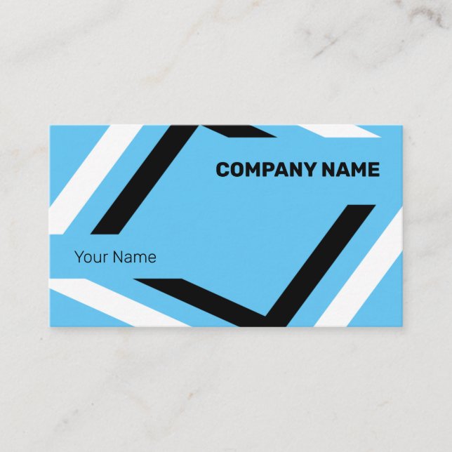 Catchy Black and White Geometric Business Card (Front)