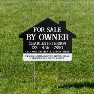 Catchy Black & White For Sale By Owner Yard Sign