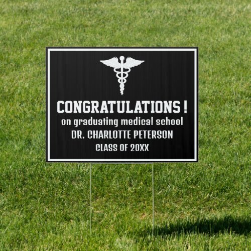 Catchy Doctor Medical School Graduation Yard  Sign