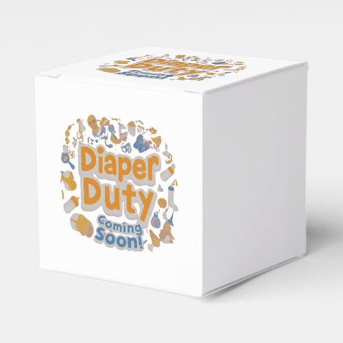 Catchy Gender Reveal Diaper Duty Coming Soon Favor Boxes