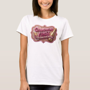 Catchy Pink CHAMPAGNE FIRST 3D Text Art T-Shirt