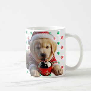 Catchy Santa's Golden Retriever Christmas Coffee Mug