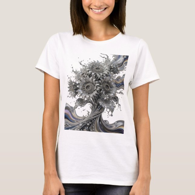 Catchy Silver ABSTRACT ART Statement Tee (Front)