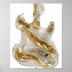 Catchy Silver GOLDEN ELECTRIC GUITAR Poster