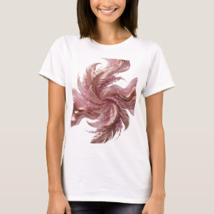 Catchy Silver PINK FEATHERS AND GLITTER T-Shirt