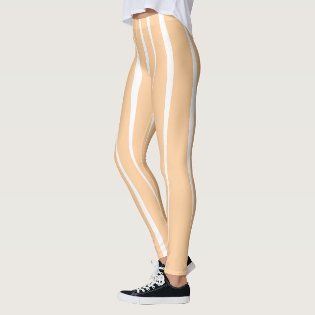 Catchy White Fluent Flames Peach Leggings (Left)