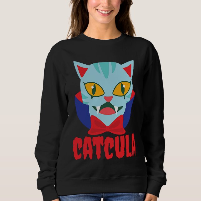 Catcula Cat Vampire Dracula Vampirina Halloween Co Sweatshirt (Front)