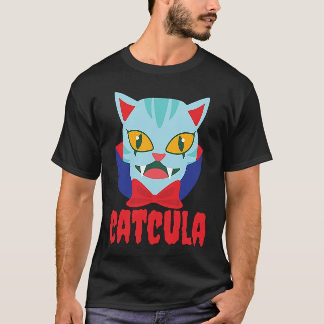 Catcula Cat Vampire Dracula Vampirina Halloween Co T-Shirt (Front)