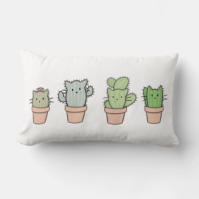 Catcus Family Cusion Lumbar Pillow (Front)