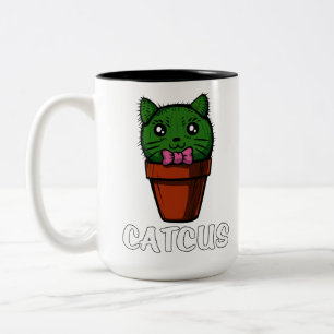 Catcus Funny Cactus Cat Cute Pet Kitten Two-Tone Coffee Mug