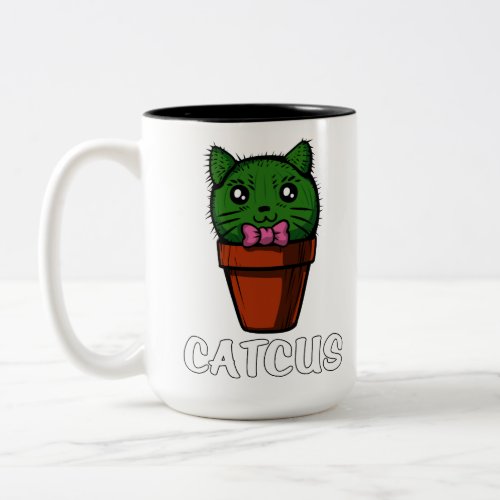 Catcus Funny Cactus Cat Cute Pet Kitten Two_Tone Coffee Mug