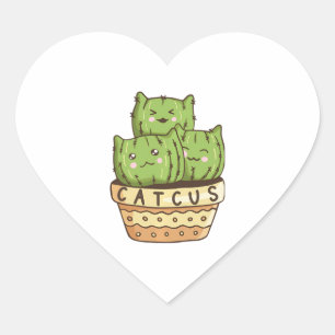 Catcus Funny Cat Cactus Cats Cacti Succulent Lover Heart Sticker