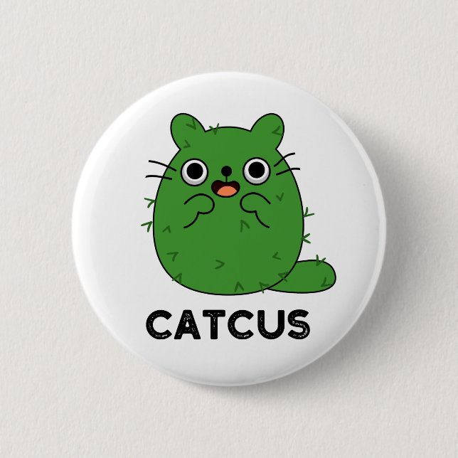 Catcus Funny Cat Cactus Pun Button (Front)