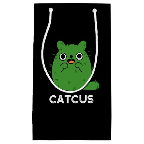 Catcus Funny Cat Cactus Pun Dark BG Small Gift Bag
