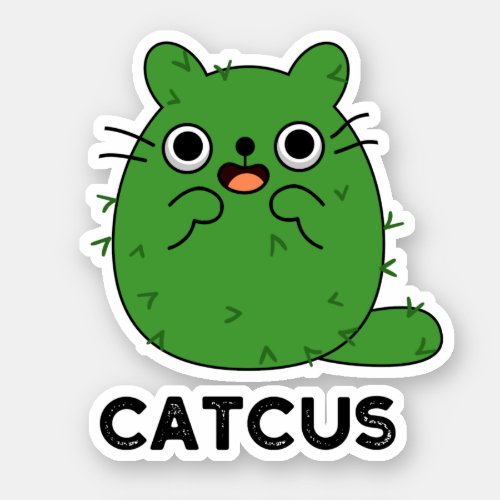 Catcus Funny Cat Cactus Pun  Sticker
