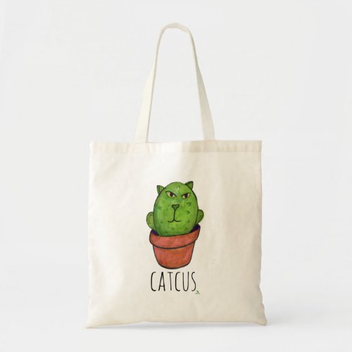 Catcus Funny Pet Cactus Cat Mashup Tote Bag