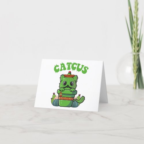 Catcus Kawaii Cat And Cactus Mexican Cactus Cinco  Thank You Card