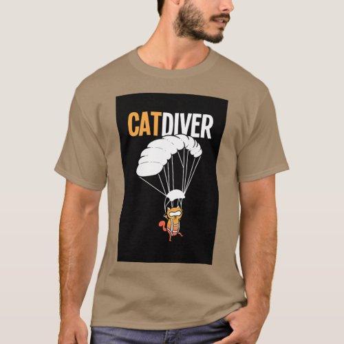 Catdiver Skydiver Cat Diver Skydiving Basejumper T_Shirt