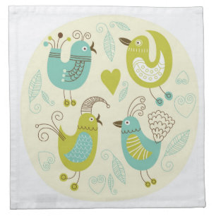 cate cartoon birds cloth napkin